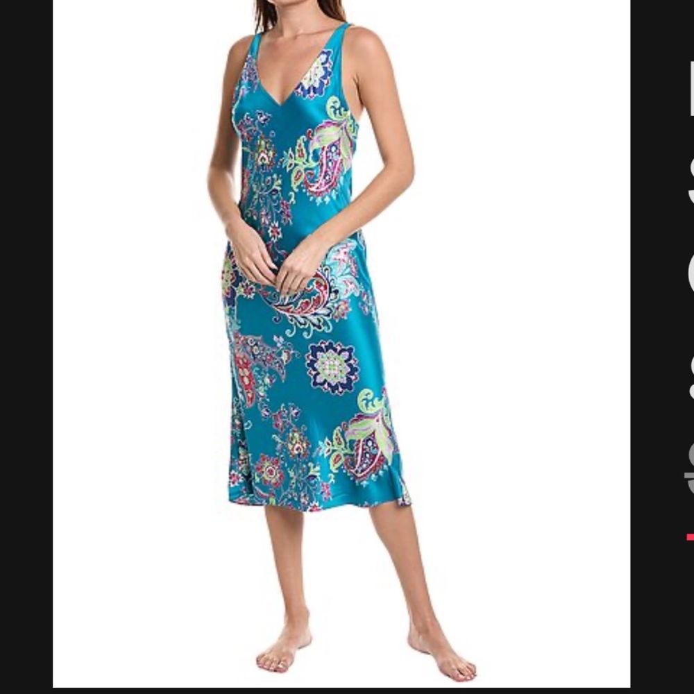 Natori Floral Satin Nightgown in Large